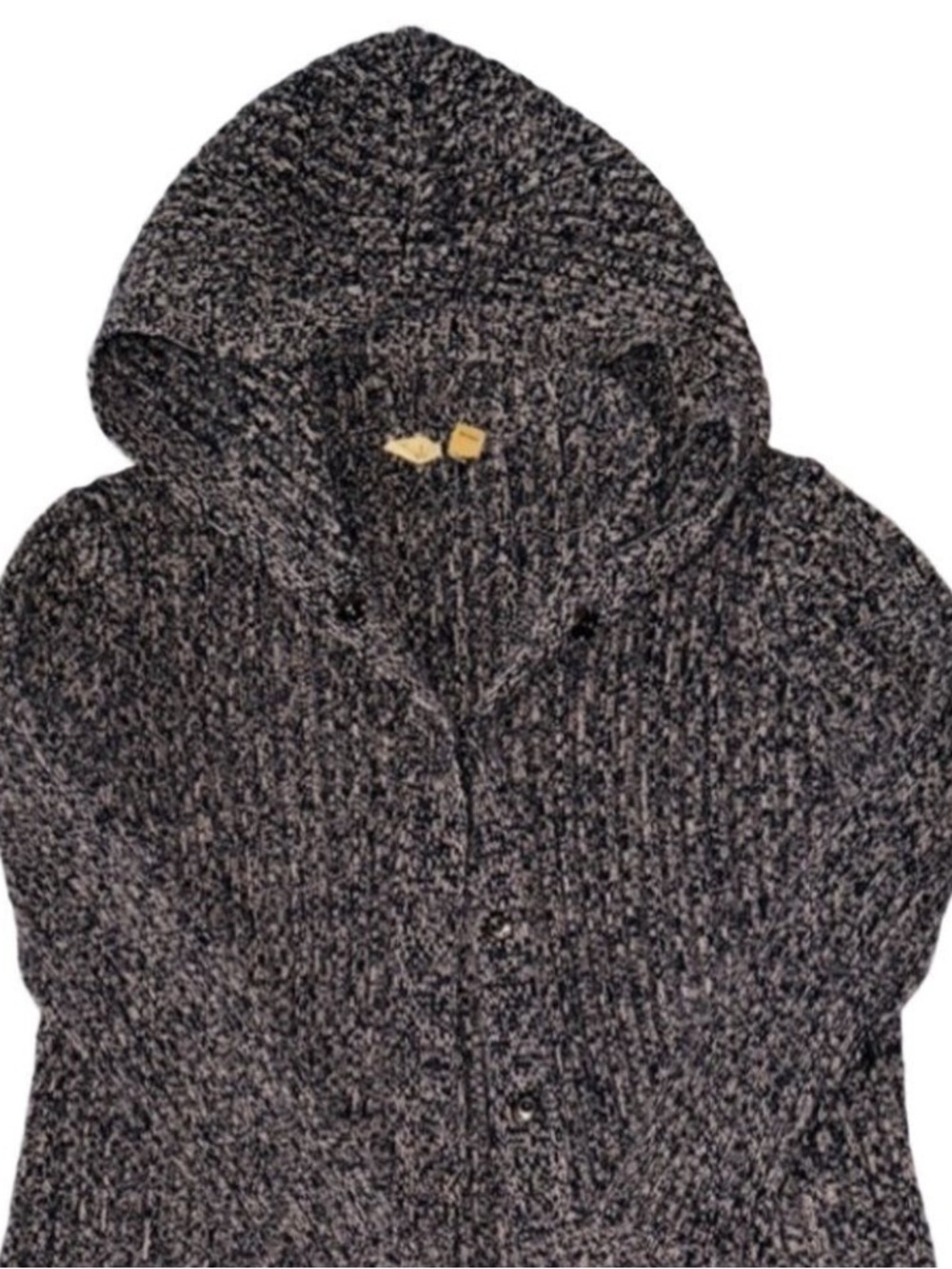 Nordstrom Caslon Cozy Knit Hooded Long Cardigan Marled Black Brown Button Hood